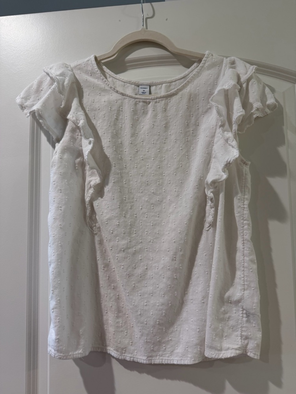 Old Navy White Ruffle Sleeve Eyelet Blouse